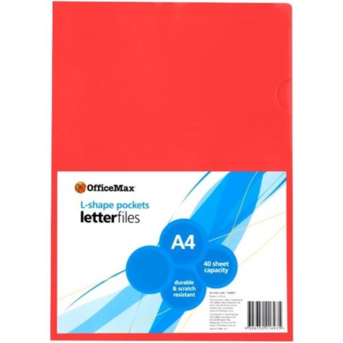 OfficeMax L-Shaped Pockets A4 Red