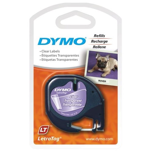 Dymo 12267 LetraTag Plastic Tape 12mm x 4m Clear OfficeMax NZ