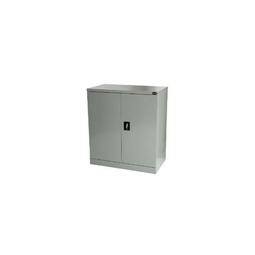 Proceed Steel Stationery Cupboard 2 Shelves Lockable 1000mm Stone Grey