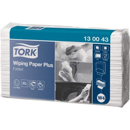 Tork 420 Wiping Paper Plus 320 x 380mm 130043 200 Sheets, Pack of 5
