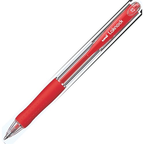 uni Laknock Red Retractable Ballpoint Pen 0.7mm Fine Tip