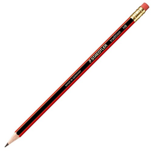 Staedtler Tradition HB 1222 Pencil Eraser Tip Black, Box of 12