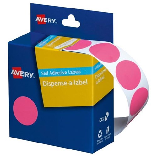 Avery DMC24P Dot Dispenser Labels 24mm Pink, Box of 500 OfficeMax NZ