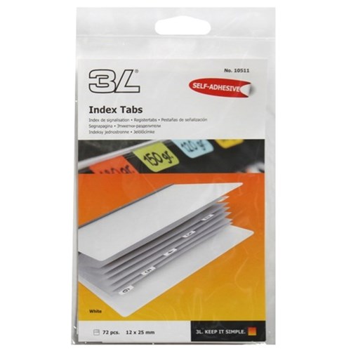 3L Index Tabs White 72 Tabs OfficeMax NZ