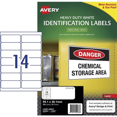 Avery Heavy Duty Laser Labels L7063 White 14 Per Sheet