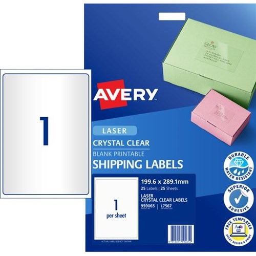 Avery Quick Peel Laser Labels L7567 Clear 1 Per Sheet OfficeMax NZ