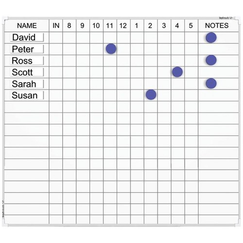 Boyd Visuals Staff Indicator Whiteboard Magnetic 600 x 600mm