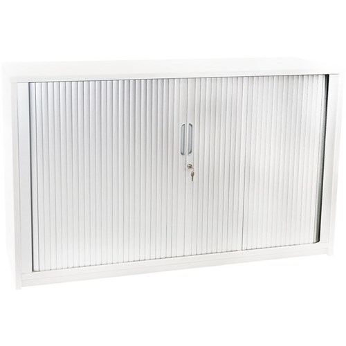 City 2 Door Tambour Credenza Snowdrift/Silver 1600mm