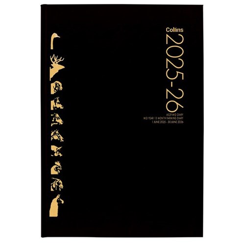 Collins A52F Mid Year Farmers Diary A5 2 Days Per Page 1 July 2025 to 30 June 2026 Black
