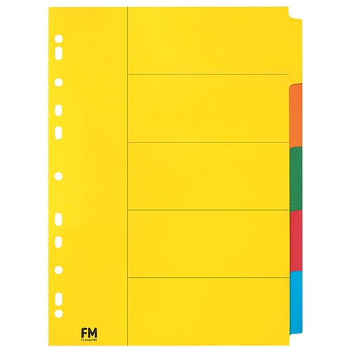 FM Index Dividers 5 Tab A4 Cardboard Coloured