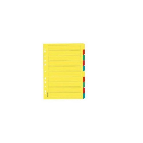 OfficeMax Index Dividers 10 Tab A4 Cardboard Coloured