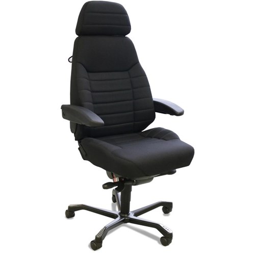 KAB Executive 24/7 Chair With Arms & Headrest Black Fabric