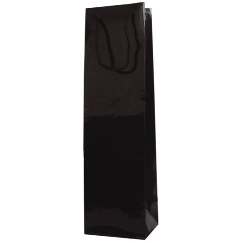 Wine Bottle Gift Bag Single 90 x 390mm Glossy Black