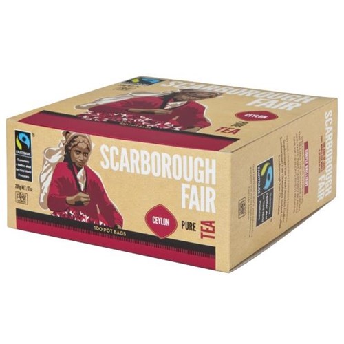 Scarborough Fair Fairtrade Black Ceylon Tagless Tea Bags, Box of 100