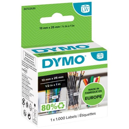 Dymo LabelWriter Multi Purpose Labels 11353 13x25mm White, Box of 1000