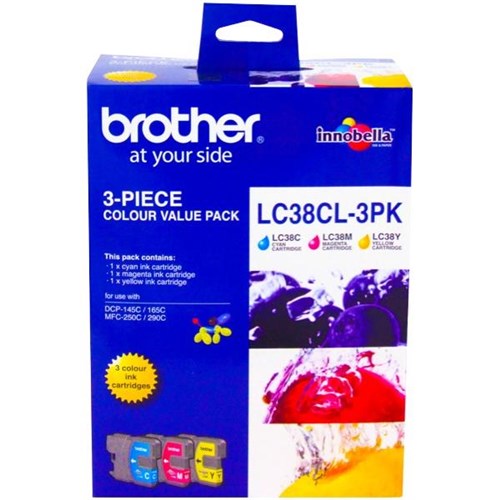 Brother LC38CL3PK Colour Ink Cartridges, Pack of 3 OfficeMax NZ