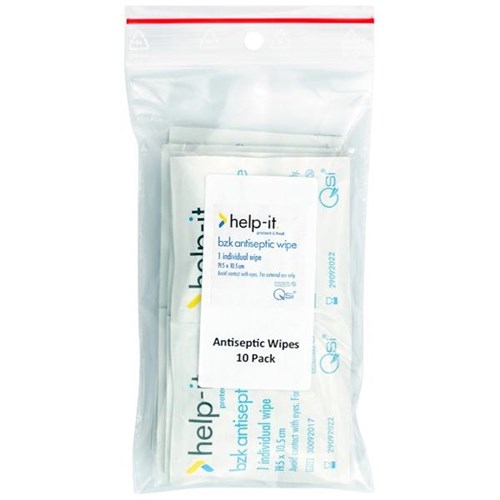 Help-It BZK Antiseptic Wipes, Pack of 10