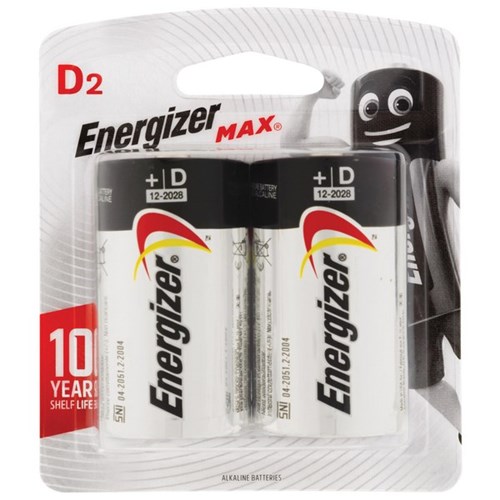 Energizer Max D Alkaline Batteries, Pack of 2