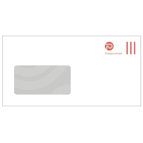 NZ Post DLE Postage Paid Window Envelopes Seal Easi White BSP10, Box of