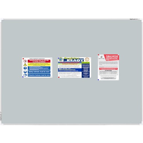 Boyd Visuals Pinboard Aluminium Frame 600x900mm Grey Fabric