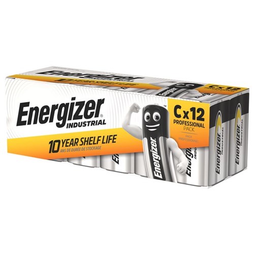 Energizer Industrial C Alkaline Batteries, Box of 12