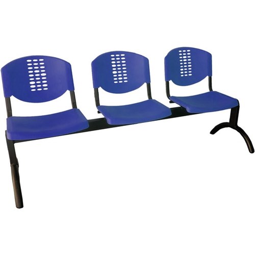 Uni Beam 3 Seat Chair Black Frame Royal Blue Seat