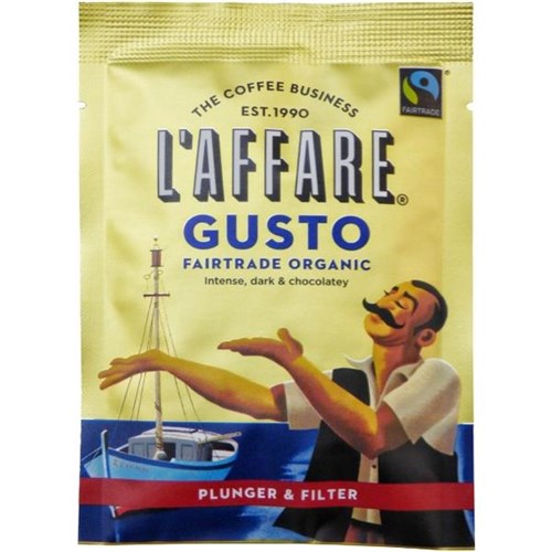 L'affare Gusto Fair Trade Organic Plunger & Filter Coffee Sachets 30g, Box of 25