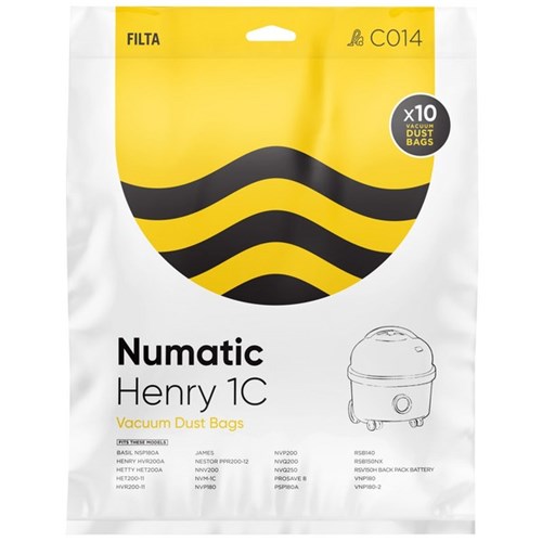 Filta Vacuum Cleaner Bags For Numatic Vacuums, Pack of 10