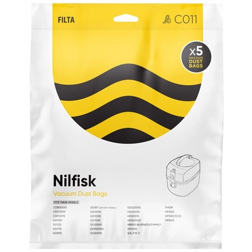 Filta Vacuum Cleaner Bags For Nilfisk Vacuums, Pack of 5