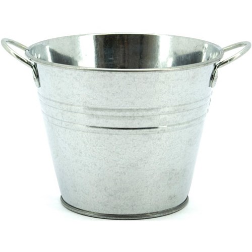Tin Bucket With Ear Handle Round Medium 150x100x120mm Silver