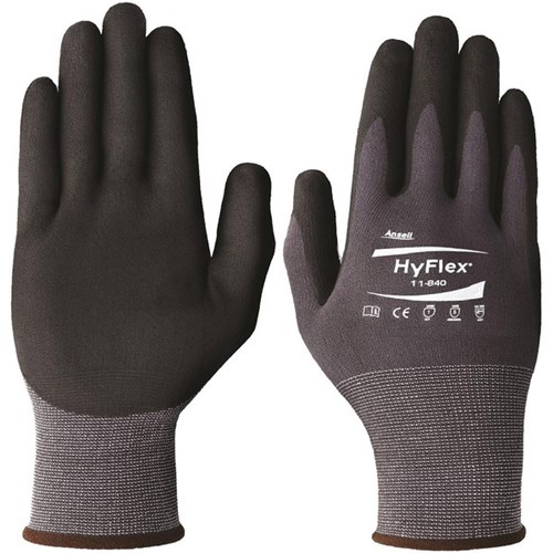 Hyflex 11-840 Nitrile Palm Gloves Medium Size 8, Pair