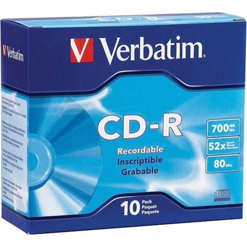 Verbatim CD-R Recordable Media 700MB, Pack of 10