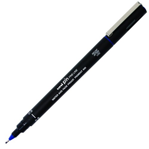 uni Pin Blue Fine Line Pigment Pen 0.8mm Medium Tip
