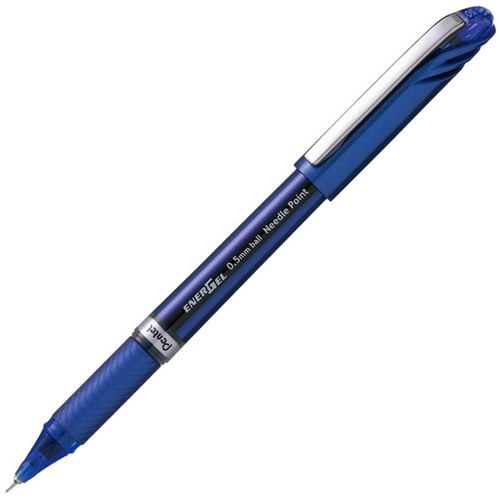 Pentel EnerGel Blue Ink Needle Point Rollerball Pen 0.5mm Extra Fine Tip Blue Barrel