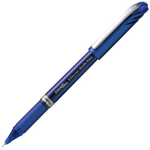 Pentel EnerGel Blue Ink Needle Point Rollerball Pen Fine Tip Blue Barrel