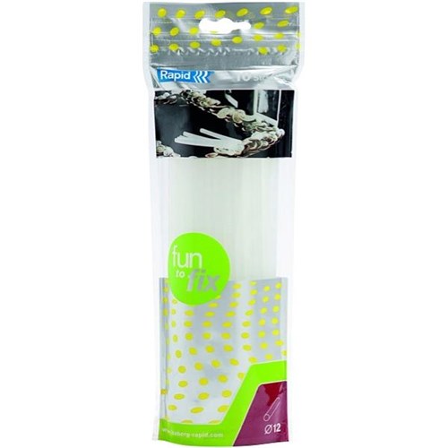 Rapid Standard Hot Melt Glue Sticks Clear 12mm, Pack of 10