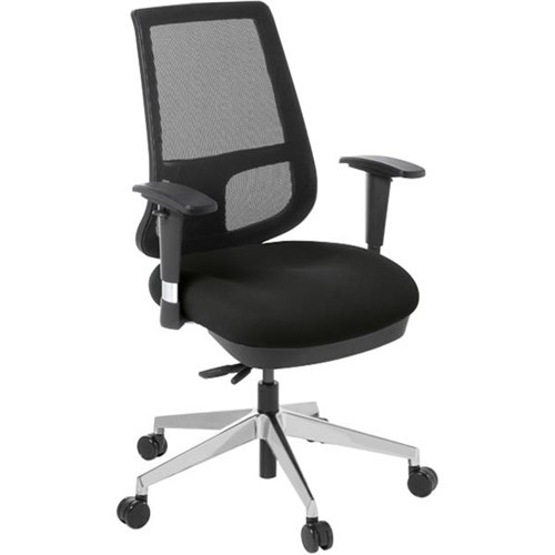 Eden Office Strategy Synchro Chair Mesh Back With Arms Black/Polished Alloy