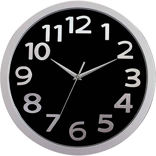 Carven Glass Face Wall Clock 330mm Black/Silver