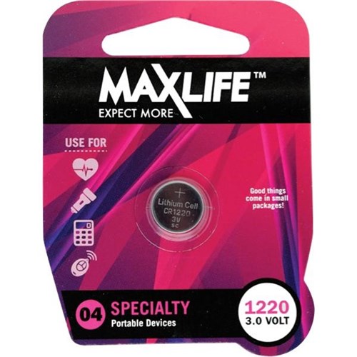 Maxlife CR1220 Lithium Speciality Cell Battery