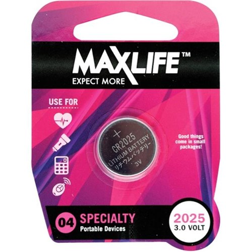 Maxlife CR2025 Lithium Speciality Cell Battery
