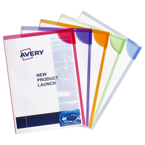 Avery Corner Lock L-Shaped Pocket A4 Assorted Colours, Pack of 5