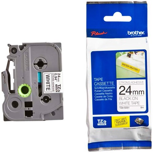 Brother Labelling Tape Cassette TZe-S251 24mm x 8m Black on White
