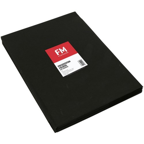 FM Presentation Folder 2 Pocket Matt Black, Pack of 10
