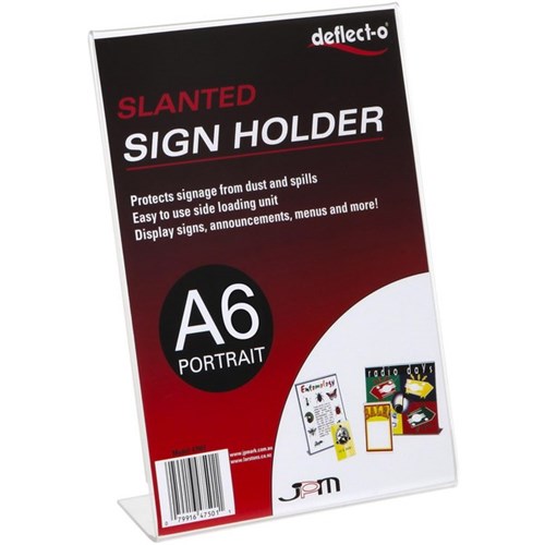 Deflecto Slanted Sign Holder A6 Portrait 69411