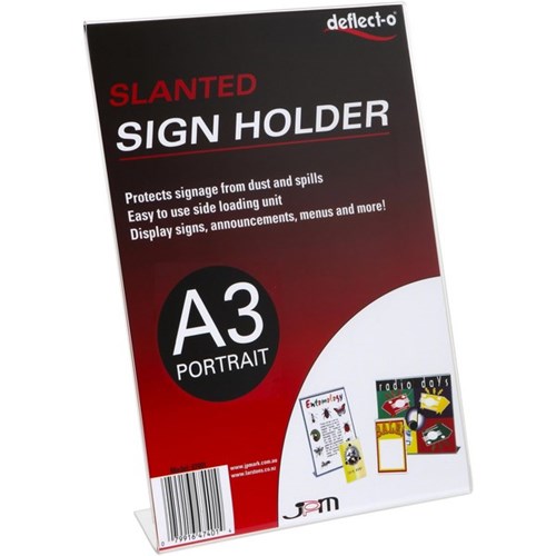Deflecto Slanted Sign Holder A3 Portrait 47601