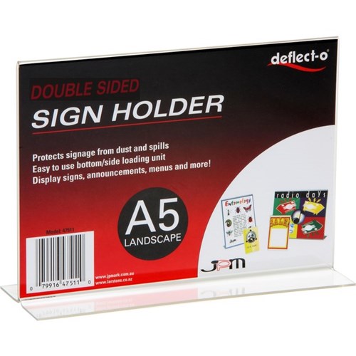 Deflecto Upright Sign Holder A5 Landscape With Base 47911