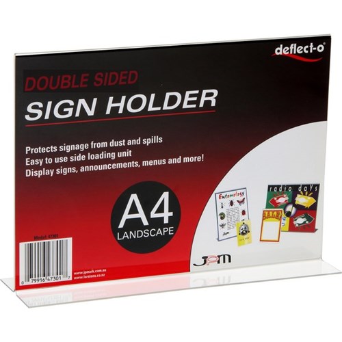Deflecto Upright Sign Holder A4 Landscape With Base 47701