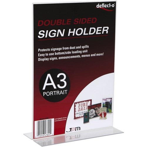 Deflecto Upright Sign Holder A3 Portrait With Base 48001