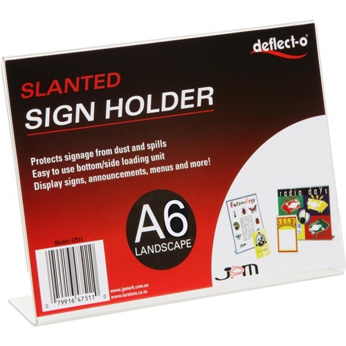 Deflecto Slanted Sign Holder A6 Landscape 597601