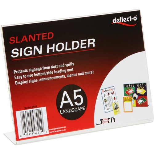 Deflecto Slanted Sign Holder A5 Landscape 47511